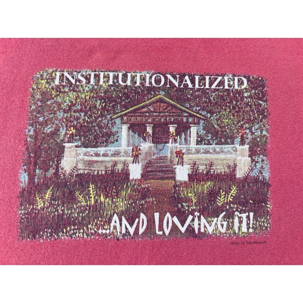 Institutionalized and Loving It Shirt - Large‎ Pink Cotton Garden Pergola Retro